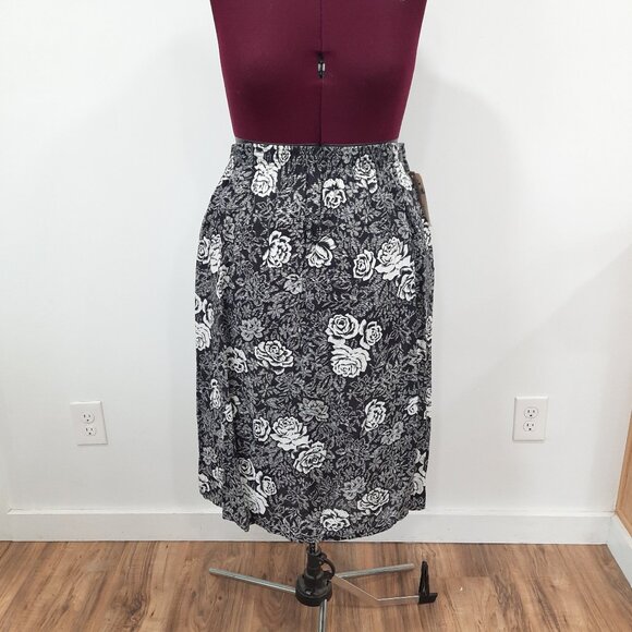 Vtg 70s black & white floral skirt - Carole Wren for Montgomery Ward - NWT - Picture 2 of 11